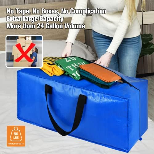 Heavy Duty Blue Moving Bags with Strong Zipper Handles Backpack Straps - Image 3
