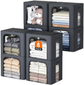 8 Pack Clothes Storage Bins with Metal Frame,Stackable Organizer Bins with Handles for Closet & Bedroom(Light Grey) by EpicTotes