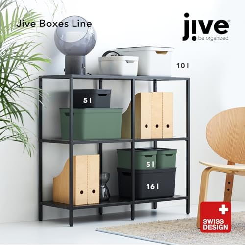 Rotho Jive Set of 3 Storage Box 5l with Lid, Recycled Plastic, Green - Image 7