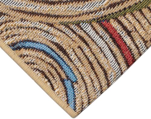 Liora Manne Marina Indoor/Outdoor Power Loomed Synthetic Blend Low Profile Area Rug - Contemporary Geometric Casual Colorful (Basket Circles Multi) (4'10" x 7'6") - Image 6