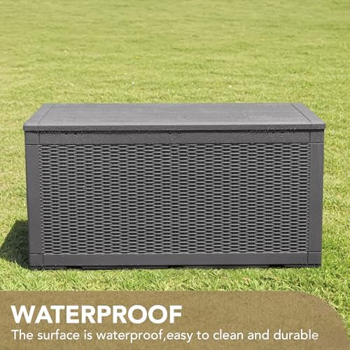 Devoko 100 Gallon Waterproof Resin Deck Box, Large Outdoor Storage Box - Image 4