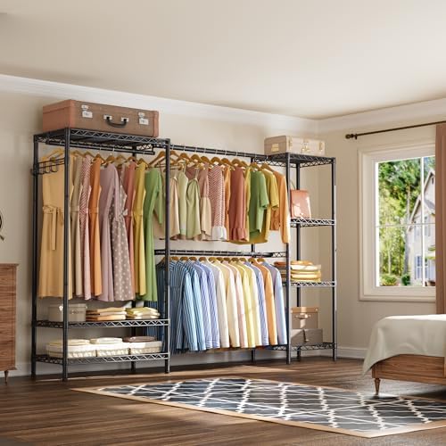Golpart Heavy Duty Clothes Rack Metal Wardrobe with Adjustable Wire Shelves - Image 3