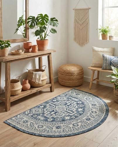 Rugs.com Outdoor Aztec Collection Rug – 2x4 Hearth Blue Flatweave-Pile Rug Perfect for Living Rooms, Large Dining Rooms, Open Floorplans by Rugscom