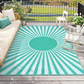 Wonnitar 8x10 Outdoor Rug Waterproof - Large Reversible Patio Rugs, Lightweight Plastic Straw Patios Mat for RV, Portable Outdoor Camping Carpet for Deck Picnic (Blue-Green, 8'x10') by Wonnitar