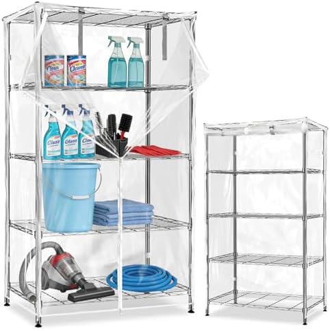 Wire Shelf Cover,600D Heavy Duty 100% Waterproof Shelf Covers for Wire Shelving,Outdoor Storage Shelves Cover for Metal Rack,48" W x 20" D x 72" H,Clear by Unknown