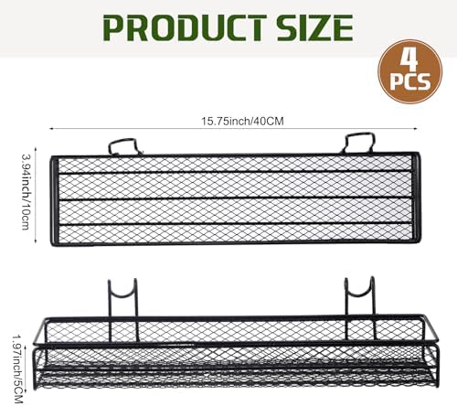 4 Pcs Metal Wire Mesh Basket for Gridwall Black Hanging Wire Mesh Basket with Hook Wall Mounted Organizer for Home Wall Display (Small) - Image 2
