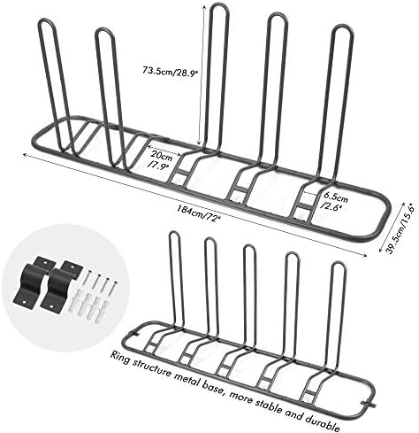 XCSOURCE 5-Bike Floor Parking Rack, Adjustable Dual-Sided Bicycle Storage Stand, Indoor & Outdoor Bike Rack Organizer, Fits Mountain, Road, Kids Bikes with Floor Anchor Brackets (Silver) - Image 2