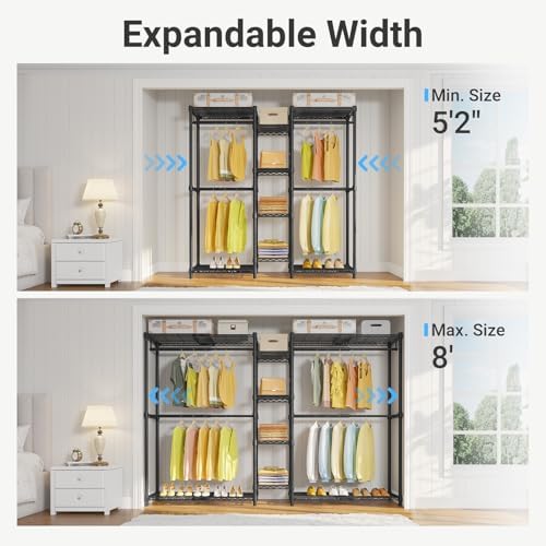 VIPEK X3 Expandable Heavy Duty Clothes Rack Closet Organizer System Black - Image 2