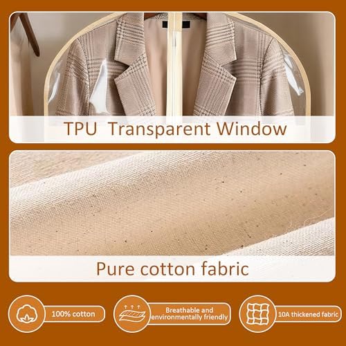 4 Pack 24 x 40 Inches Cotton Garment Bags for Hanging Clothes - Image 6