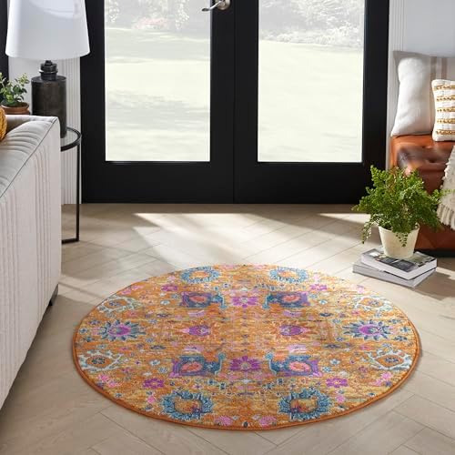 Nourison Home Passion Sunburst 4' x Round Area Rug, Boho, Moroccan, Bed Room, Living Room, Dining Room, Kitchen, Easy Clean, Non Shedding, (4' Round) - Image 2
