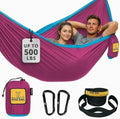 Wise Owl Outfitters Hammock for Camping Double Hammocks Gear for The Outdoors Backpacking Survival or Travel - Portable Lightweight Parachute Nylon DO Fuchsia Sky Blue by WiseOwlOutfitters