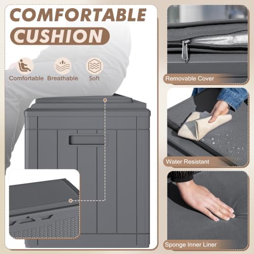 Devoko 100 Gallon Deck Box Waterproof Outdoor Storage Box with Cushion - Image 3