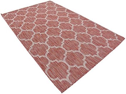 Unique Loom Outdoor Trellis Collection Area Rug (5' 3" x 8' Rectangle, Rust Red/ Ivory) - Image 5