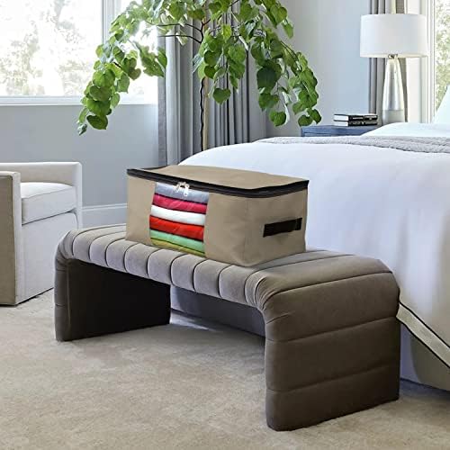 Covers & All Storage Bags, 90 litres Large size Space Saver bags Heavy Duty Storage Organizer Multipurpose, 12 Oz Waterproof UV-Resistant & Tear-Proof (23"L x 17"W x 14"H Inches, Beige, Pack of 3) - Image 6