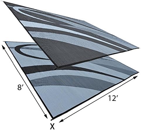 Stylish Camping GA1 Reversible Graphic Patio Mat-8' x 12', Black/Silver - Image 3