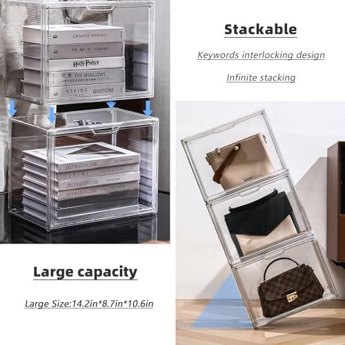 LXLXXL Acrylic Box Display Case, 5-Pack XL Stackable Storage Bins with Lid - Image 4