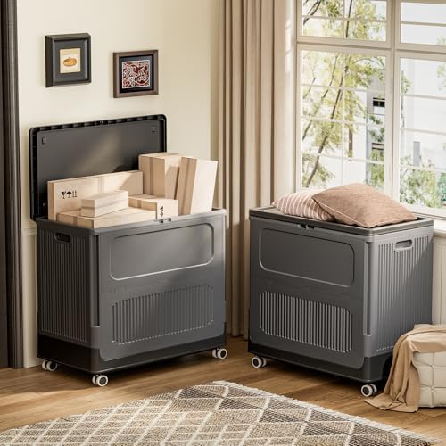 HAIXIN 130QT Large Storage Bin with Lid and Wheels, Dark Gray - Image 4