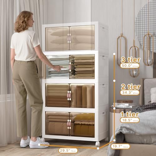 UAMFURI 504QT Stackable Storage Bins with Lids, Doors & Wheels - Image 2