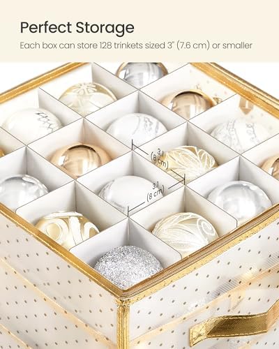 SONGMICS Large Christmas Ornament Storage Boxes, Set of 2, with 256 Slots - Image 5