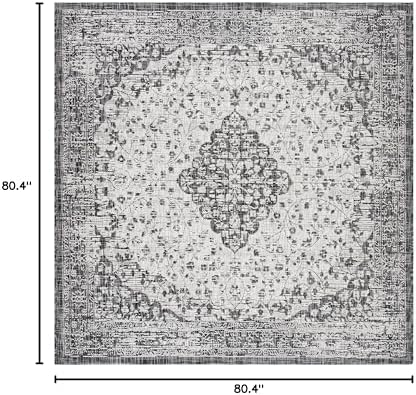 SAFAVIEH Washable Rug Outdoor Courtyard Collection - 6'7" Square, Black & Grey, Non-Shedding & Easy Cleaning, Ideal for Patio, Backyard, Mudroom (CY8720-37612) - Image 2