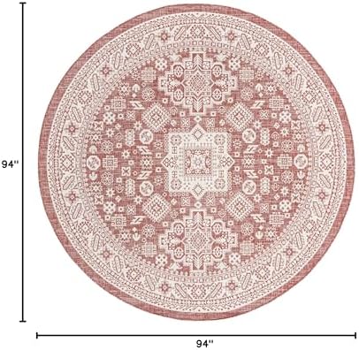 Rugs.com - Outdoor Aztec Rug – 8 Ft Round Rust Red Indoor/Outdoor Rug – Perfect for Patios, Decks, and Porches - Image 2