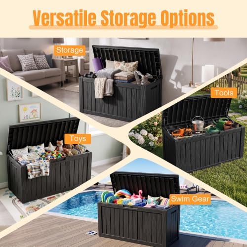 Outdoor Storage Box,140 Gallon Waterproof Resin Deck Box with Support Rod - Image 5