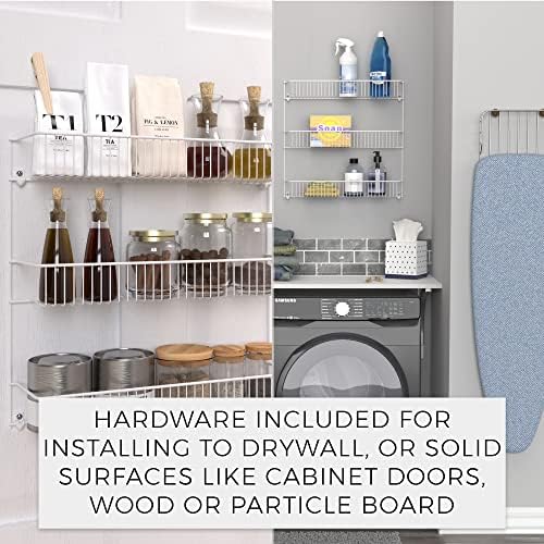 ClosetMaid 3-Tier Hanging Wall Mounted Metal Rack for Spices, Shelf Storage, Pantry Organization, Laundry, Kitchen, Bathroom, White, 8022 (Pack of 2) - Image 6