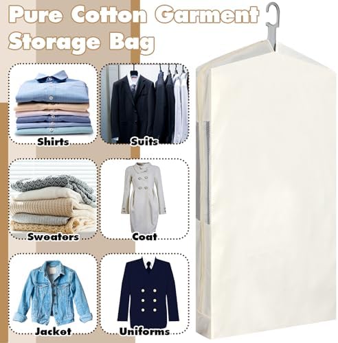 Aliceset 3 Pcs Pure Cotton Garment Storage Bag for Hanging Clothes - Image 6