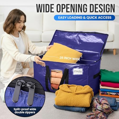 TAILI 10 Pack Dark Blue XXL Moving Bags,Storage Bags with Visible Window - Image 4