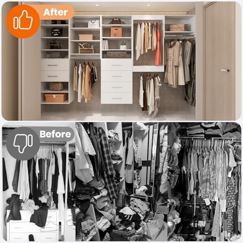 ROOMTEC 25.5" Tall Hanging Closet Unit, Modular Closet System with Hanging Rod, Wardrobe Organizer for Bedroom or Walk-in Closet, Wall Mounted, Customizable Clothes Storage Unit, White - Image 6