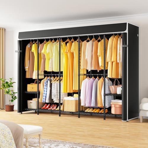 ULIFHOME H50C Clothes Rack with Cover, Large Covered Clothing Rack, Black - Image 2