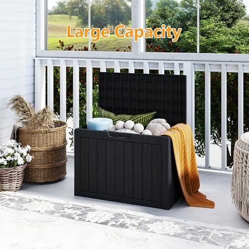 45 Gallon Deck Boxes Outdoor Waterproof, Outdoor Storage Box with Lockable Lid & UV-Resistant for Patio Furniture, Outdoor Cushions, Garden Tools and Pool Supplies, Black - Image 3