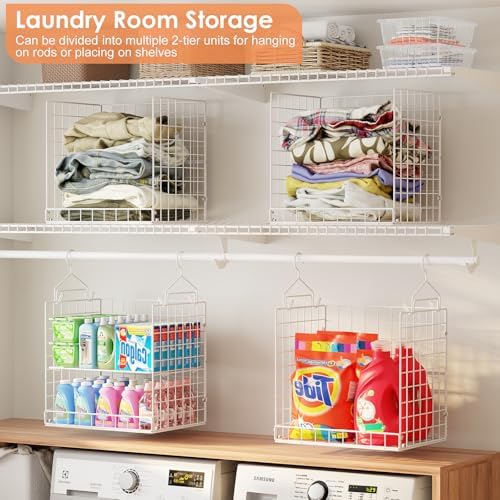 Extended Width Hanging Closet Organizer, 8 Tier Wire Storage Shelves - Image 2