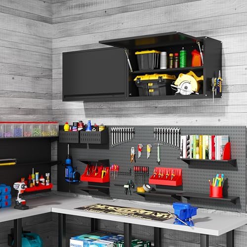 Garage Wall Cabinet, 19.7" H Metal Wall Cabinet with Up-Flip Door - Image 2