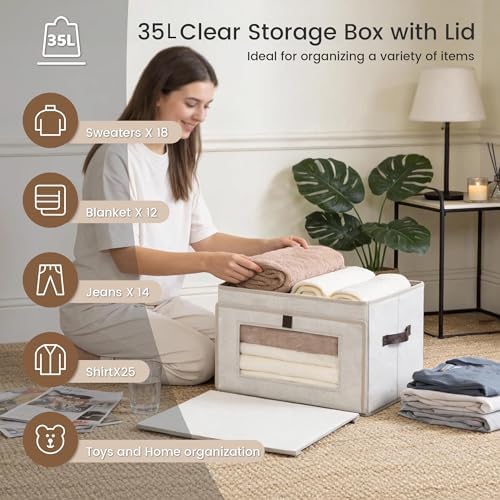 Magnetic Front Opening Fabric Storage Bins with Lids,16.5x11.8x11 in,4Pack - Image 2