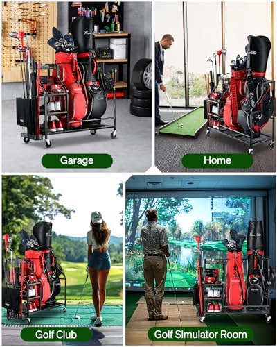 FHXZH Golf Bags Storage Garage Organizer - Golf Bag Stand with Wheels - Image 2