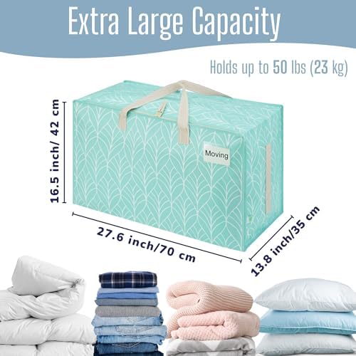 VENO 10 Pack Extra Large Heavy Duty Moving Bags with Wide Opening & Reinforced Handles, Reusable Storage Tote Bags with Strong Zippers for Clothes, College Dorm Essentials & Moving Supplies - Image 4