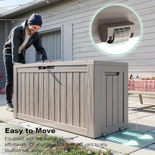 Vixzen 75 Gallon Deck Boxes Outdoor Waterproof, Resin Lockable Storage Box for Patio Cushions Storage Furniture, Garden Tools, Pool Supplies, Weatherproof and UV Resistant (Grey, 75 Gallon) - Image 3