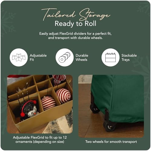 Covermates Rolling Adjustable Ornament Storage Bag, 19.25"W x 13"D x 12.5"H - Image 5