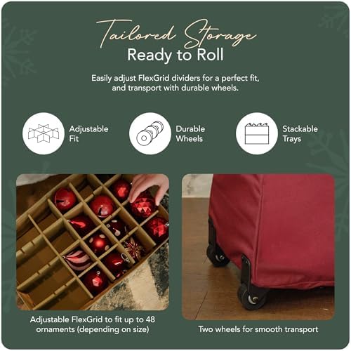 Covermates Rolling Adjustable Ornament Storage Bag, 19.25"W x 13"D x 12.5"H - Image 5