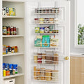 Moforoco White 6-Tier Over Door Pantry Organizer, Pantry Organization Storage, Door Metal Hanging Spice Rack Basket Shelves, Home Kitchen Apartment Essentials, Laundry Room Bathroom Organization by MOFOROCO
