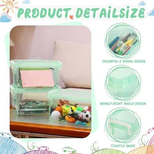 Wenqik 6 Pack Colorful Plastic Storage Bins with Lids, Green - Image 3