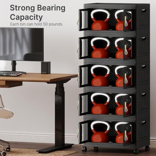 420QT Stackable Storage Bins with Lids, 105Gal Foldable Storage Cabinets - Image 4