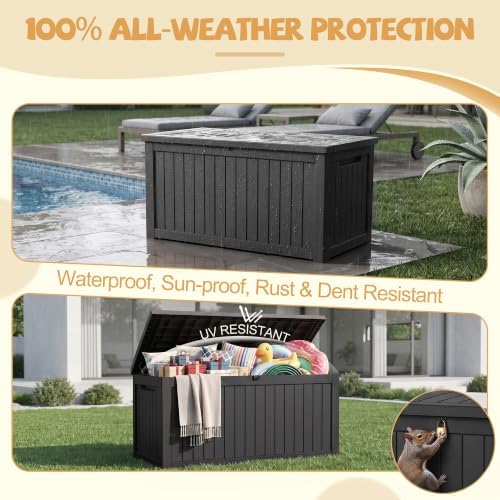 Outdoor Storage Box Waterproof, 360 Gal Gen 2 Resin Deck Box With Wheels - Image 6