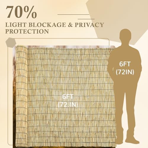 Natural 6FT X16.4FT Reed Fencing Roll Bamboo Privacy Fence Screen - Image 2