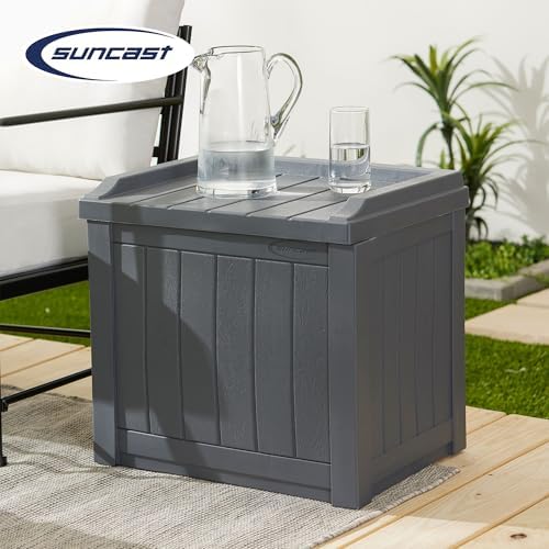 Suncast 2 Pack Small Deck Box Storage w/Bench Seat for Indoor & Outdoor Use, 22 Gal., Cyberspace - Image 4