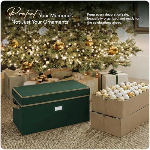 Covermates Adjustable Ornament Storage Box, 25.5"W x 13"D x 12.5"H, Green - Image 2