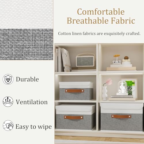 OUTBROS Collapsible Storage Boxes, 15x9.8x9.8 inch (White/Grey, 5-Pack) - Image 4