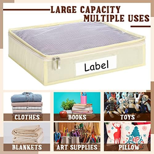Panelee 6 Pcs 14x12x3'' Sweater Storage Bag with Easy Gliding Zipper, Beige - Image 7