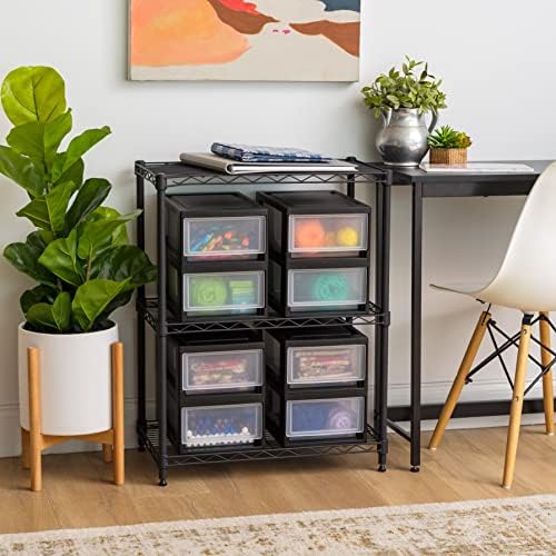 IRIS USA 8-Pack, 6 Qt. Small Stacking Drawer Storage Organizer, Black - Image 5
